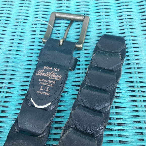 Genuine Leather Belt Mens Vintage Levis Signature Classic Leather VTG - Picture 5 of 15